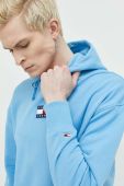 Бавовняна кофта Tommy Jeans чоловіча з капюшоном з аплікацією колір блакитний (3013201)