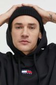 Бавовняна кофта Tommy Jeans чоловіча колір чорний з капюшоном з аплікацією (3013196)