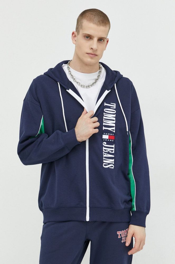 Кофта Tommy Jeans чоловіча колір синій з капюшоном з аплікацією (3043482)