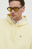 Бавовняна кофта Tommy Jeans чоловіча колір жовтий з капюшоном однотонна