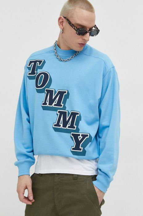 Кофта Tommy Jeans чоловіча  з принтом колір блакитний