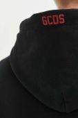 Бавовняна кофта GCDS чоловіча колір чорний з капюшоном однотонна