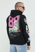 Бавовняна кофта GCDS чоловіча колір чорний з капюшоном візерунок