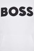 Бавовняна кофта BOSS чоловіча колір білий з капюшоном з аплікацією фото 5