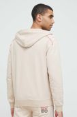 Бавовняна кофта лаунж HUGO колір бежевий з капюшоном однотонна