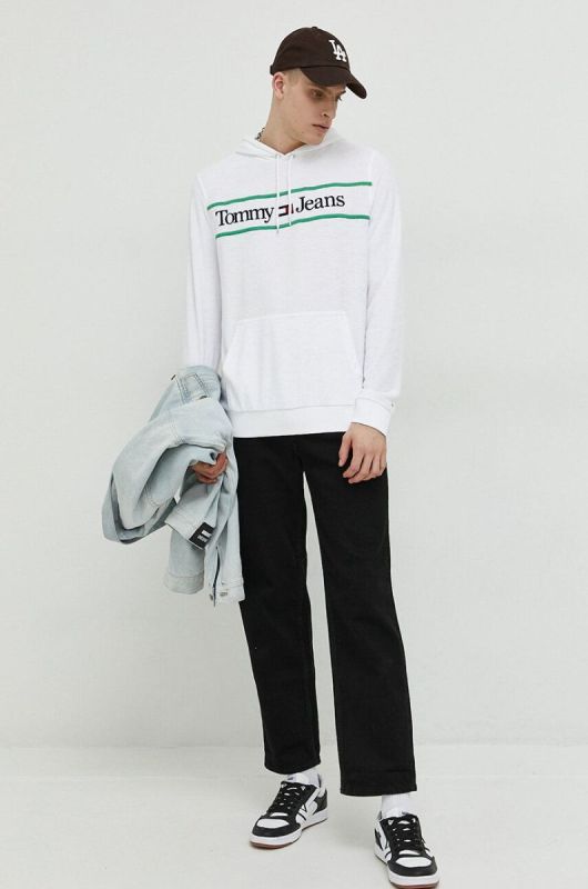 Кофта Tommy Jeans чоловіча колір білий з капюшоном з аплікацією (3127743) фото 2