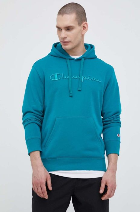 Кофта Champion чоловіча колір зелений з капюшоном однотонна (3077166)