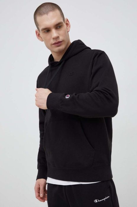 Кофта Champion чоловіча колір чорний з капюшоном однотонна (3073504)