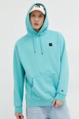 Кофта DC чоловіча колір бірюзовий з капюшоном однотонна