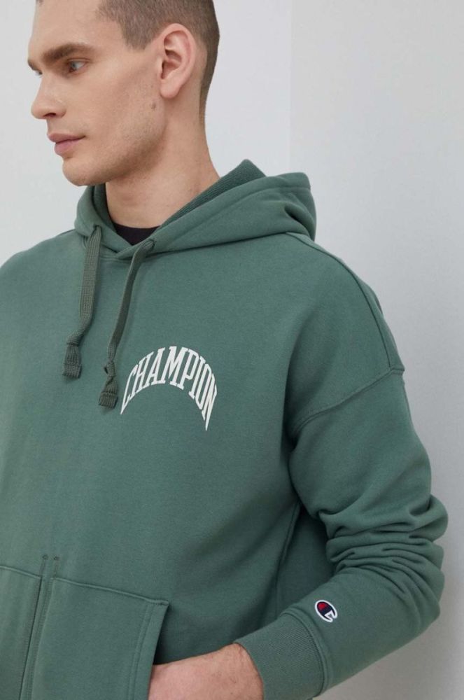 Кофта Champion чоловіча колір зелений з капюшоном однотонна (3077208) фото 4