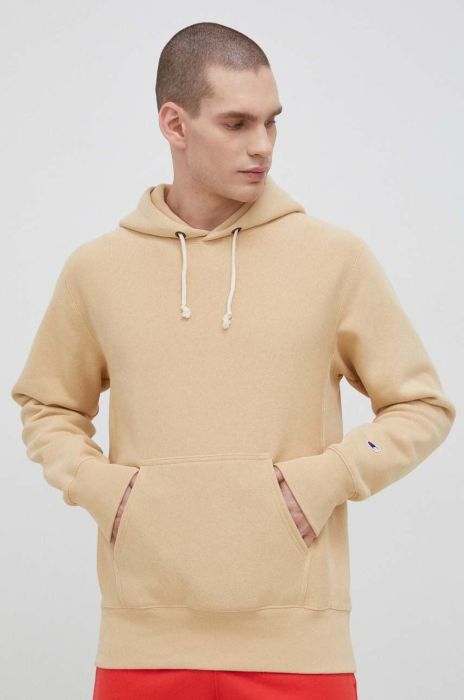 Кофта Champion чоловіча колір бежевий з капюшоном меланж