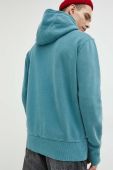 Кофта Superdry чоловіча колір бірюзовий з капюшоном однотонна