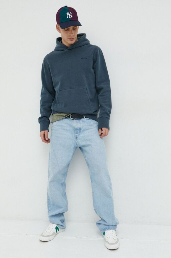 Кофта Superdry чоловіча колір синій з капюшоном однотонна (2999928) фото 2