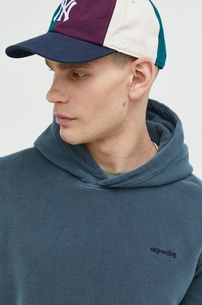 Кофта Superdry чоловіча колір синій з капюшоном однотонна (2999928) фото 4