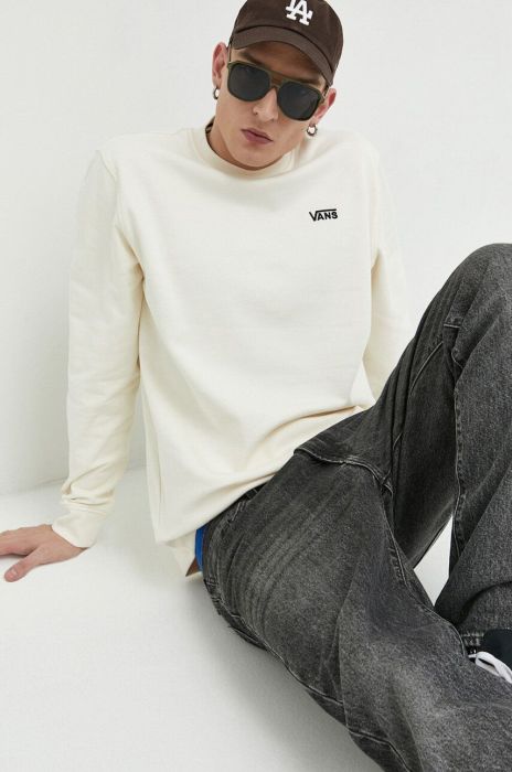 Бавовняна кофта Vans чоловіча колір бежевий однотонна