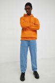 Бавовняна кофта Les Deux чоловіча колір помаранчевий з капюшоном з аплікацією