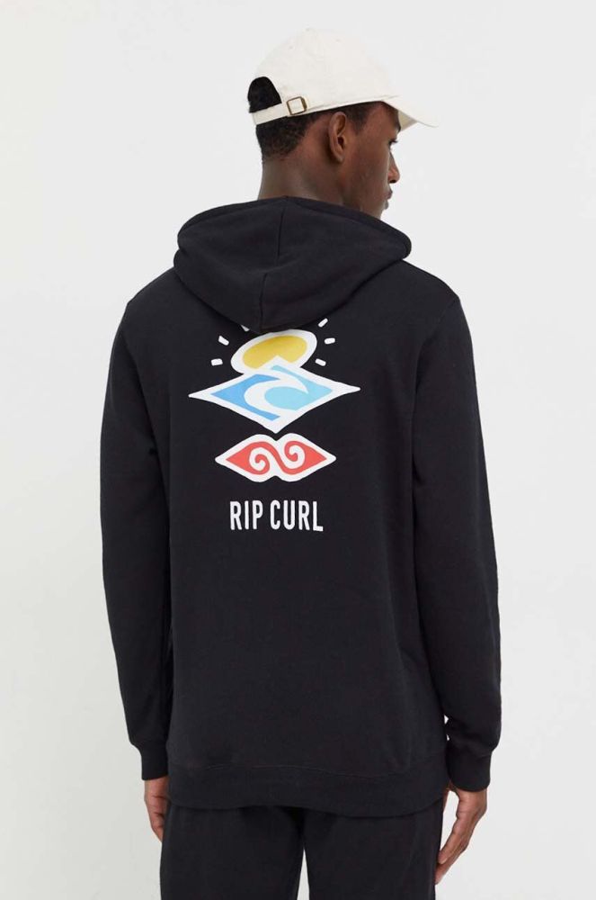 Кофта Rip Curl чоловіча колір чорний з капюшоном з принтом (3517887)