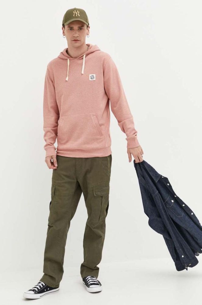 Кофта Rip Curl чоловіча колір рожевий з капюшоном однотонна фото 2