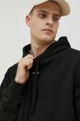 Бавовняна кофта HUGO чоловіча колір чорний з капюшоном однотонна (3127748)