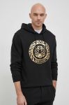 Кофта Just Cavalli чоловіча колір золотий з капюшоном з принтом Кофта Just Cavalli чоловіча колір золотий з капюшоном з принтом