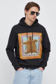 Кофта Just Cavalli чоловіча колір чорний з капюшоном з принтом