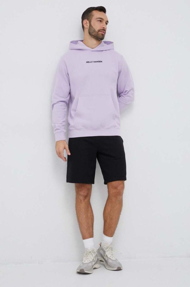 Кофта Helly Hansen чоловіча колір фіолетовий з капюшоном з аплікацією 53924-699 фото 2