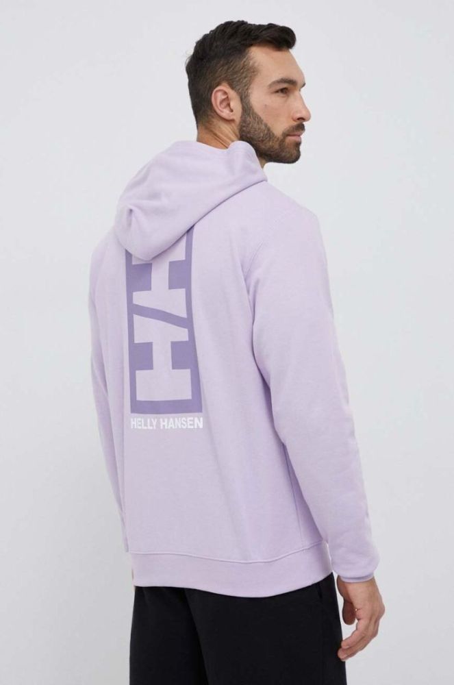 Кофта Helly Hansen чоловіча колір фіолетовий з капюшоном з аплікацією 53924-699 фото 3
