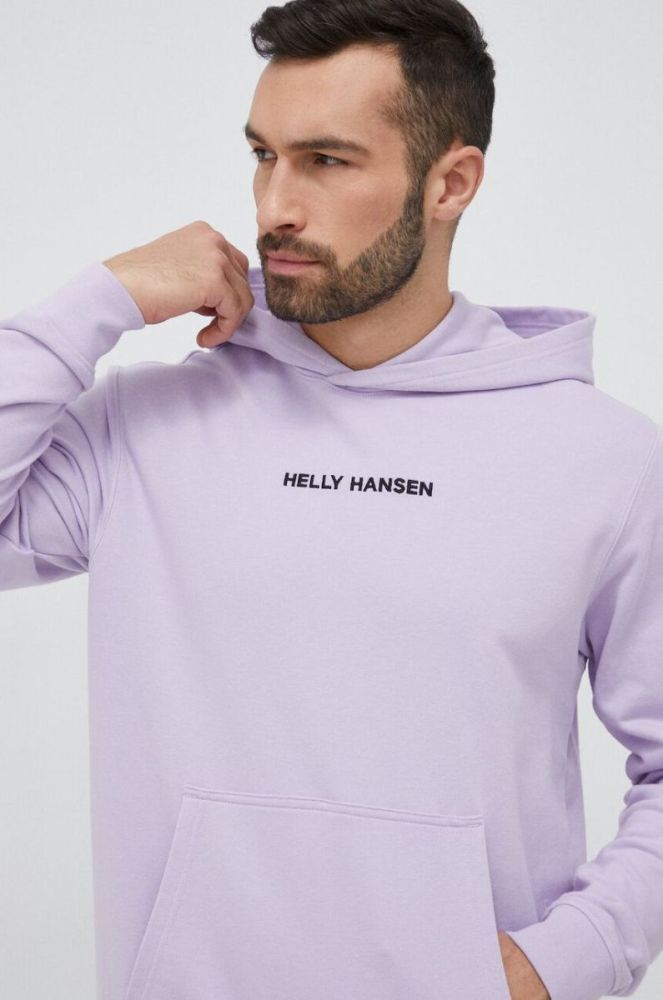 Кофта Helly Hansen чоловіча колір фіолетовий з капюшоном з аплікацією 53924-699 фото 4