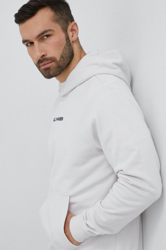 Кофта Helly Hansen чоловіча колір сірий з капюшоном з аплікацією 53924-699