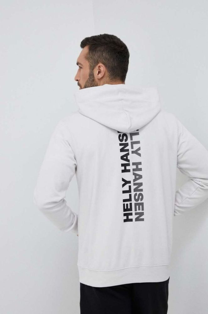 Кофта Helly Hansen чоловіча колір сірий з капюшоном з аплікацією 53924-699 фото 3