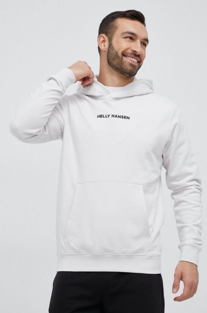 Кофта Helly Hansen чоловіча колір сірий з капюшоном з аплікацією 53924-699 фото 4