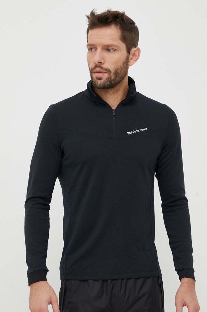 Спортивна кофта Peak Performance Chase Half Zip колір чорний однотонна