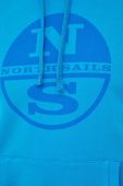 Бавовняна кофта North Sails чоловіча з капюшоном з принтом колір блакитний (3081658)