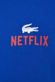 Бавовняна кофта Lacoste x Netflix чоловіча колір синій візерунок SH7717-JQ0