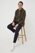 Бавовняна кофта Lyle & Scott чоловіча колір зелений з капюшоном однотонна
