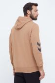 Бавовняна кофта Hummel чоловіча колір бежевий з капюшоном з принтом