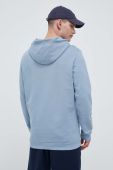 Бавовняна кофта Hummel чоловіча з капюшоном з принтом колір блакитний