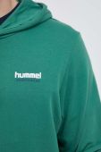 Бавовняна кофта Hummel чоловіча колір зелений з капюшоном з принтом