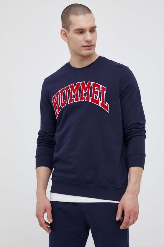 Бавовняна кофта Hummel чоловіча колір синій з аплікацією фото 2