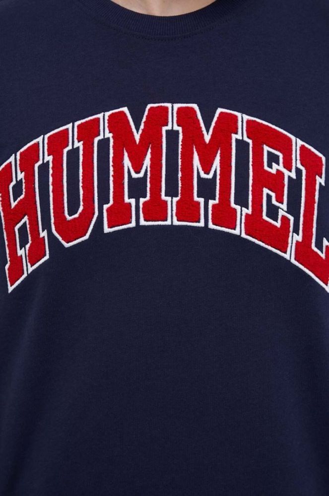 Бавовняна кофта Hummel чоловіча колір синій з аплікацією фото 5