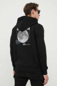 Кофта Alpha Industries x Nasa чоловіча колір чорний з капюшоном з принтом