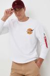 Кофта Alpha Industries x Nasa чоловіча колір білий з принтом