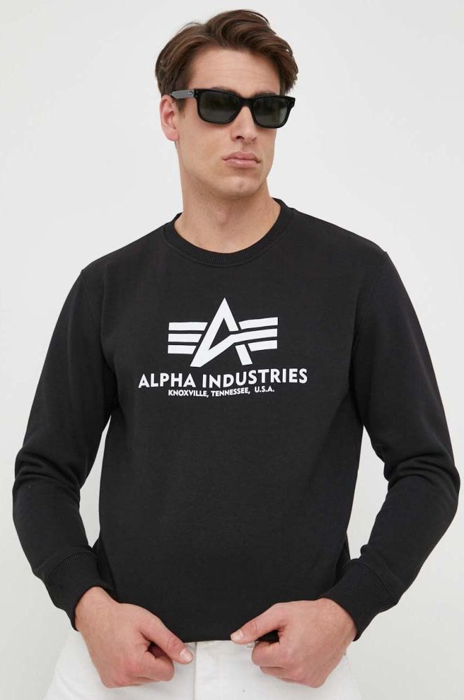 Кофта Alpha Industries чоловіча колір чорний з принтом 178302.03-Black