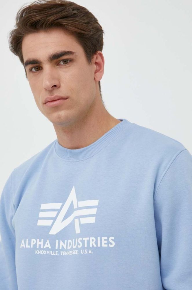 Кофта Alpha Industries чоловіча  з принтом колір блакитний фото 4