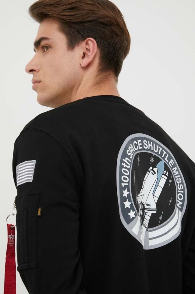 Кофта Alpha Industries чоловіча колір чорний з принтом 178307.03-Black фото 3