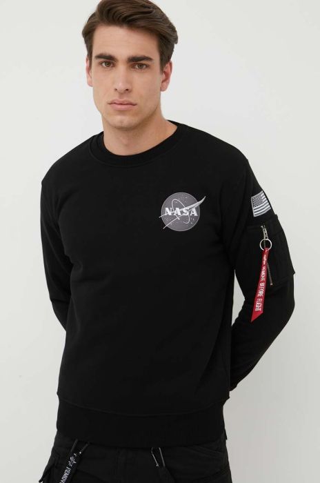 Кофта Alpha Industries чоловіча колір чорний з принтом 178307.03-Black
