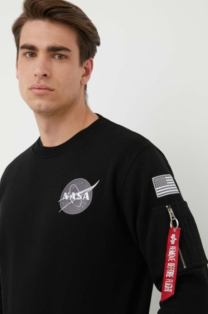 Кофта Alpha Industries чоловіча колір чорний з принтом 178307.03-Black фото 4