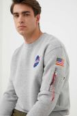 Кофта Alpha Industries чоловіча колір сірий з принтом 178307.17-GreyHeathe