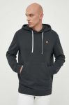 Бавовняна кофта Lyle & Scott чоловіча колір чорний з капюшоном однотонна Бавовняна кофта Lyle & Scott чоловіча колір чорний з капюшоном однотонна