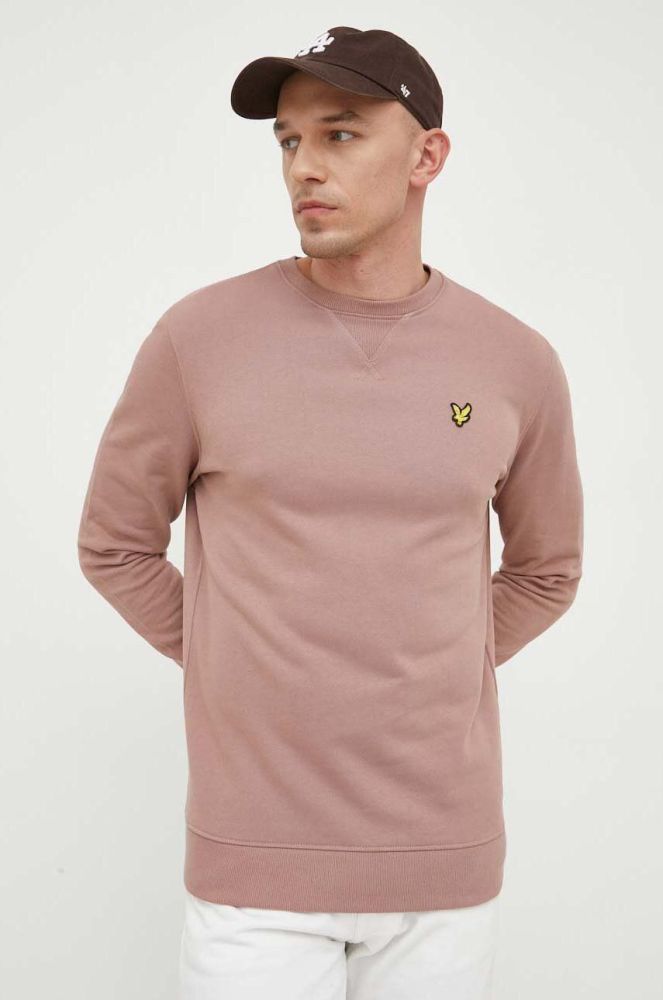 Бавовняна кофта Lyle & Scott чоловіча колір рожевий однотонна